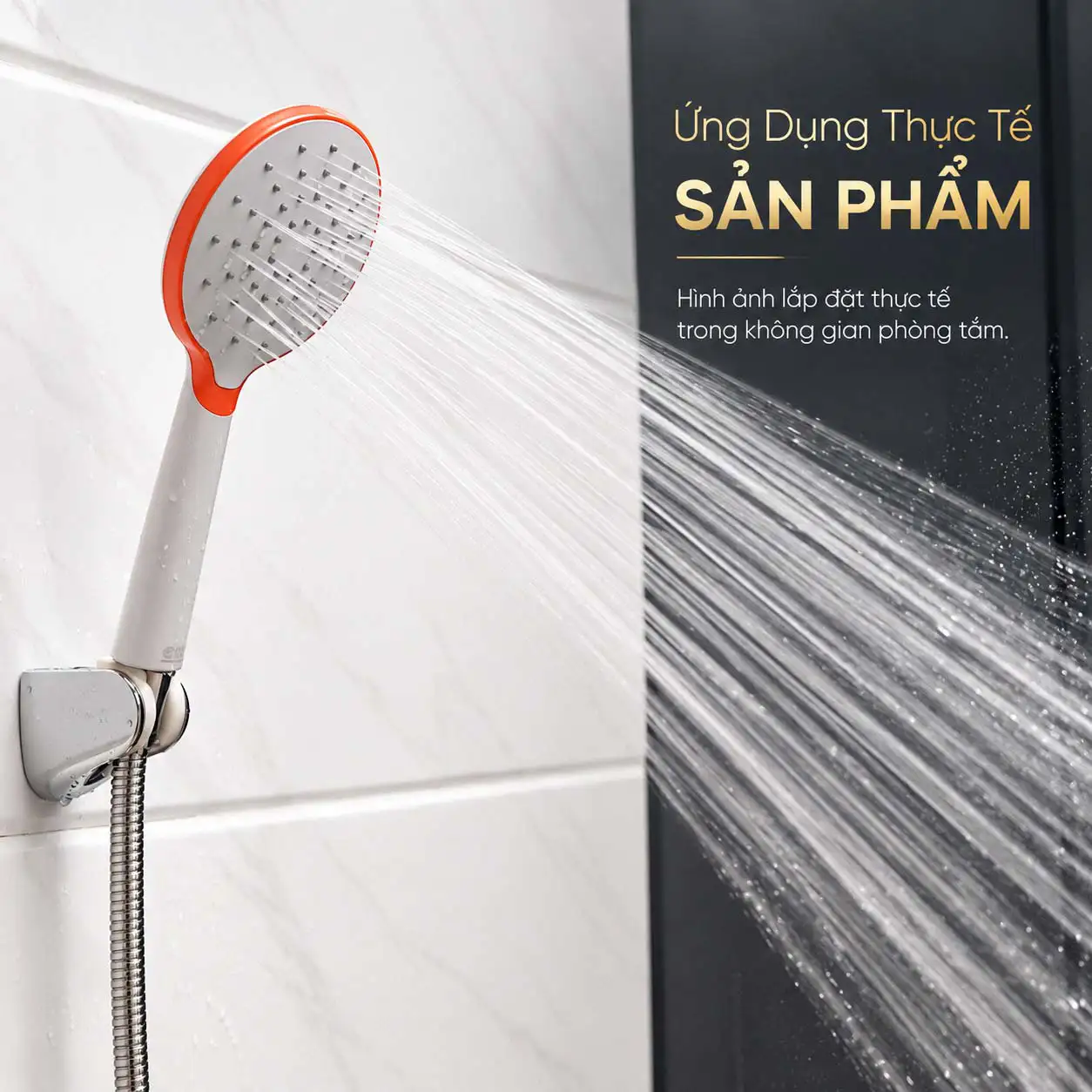 Tay sen thay thế Eurolife EL-H107 lắp đặt thực tế trong phòng tắm và đang hoạt động