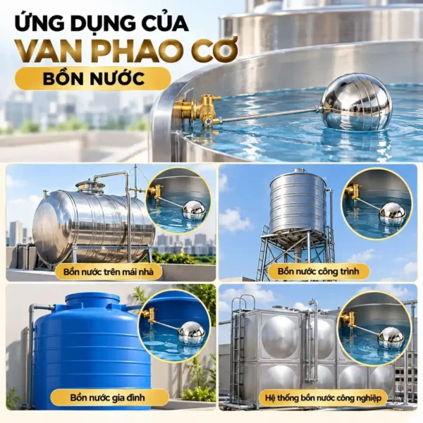 Ứng dụng van phao cơ bồn nước Eurolife cho bồn chứa và téc nước