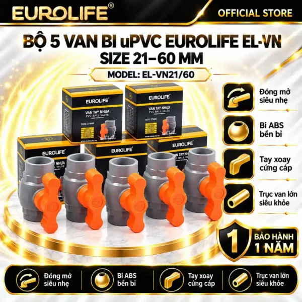 Van bi uPVC Eurolife EL-VN bộ 5 cái size 21–60mm