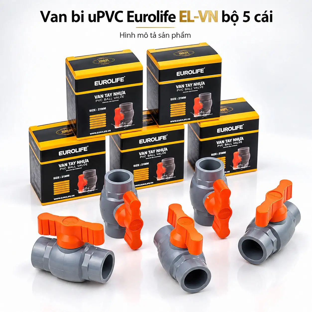 Van bi uPVC Eurolife EL-VN bộ 5 cái kèm hộp sản phẩm