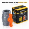 Van bi uPVC Eurolife EL-VN60 size 60mm DN50 bên cạnh hộp sản phẩm