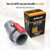 Van bi uPVC Eurolife EL-VI49 kích thước 49 mm với tay Inox bọc đỏ và hộp sản phẩm