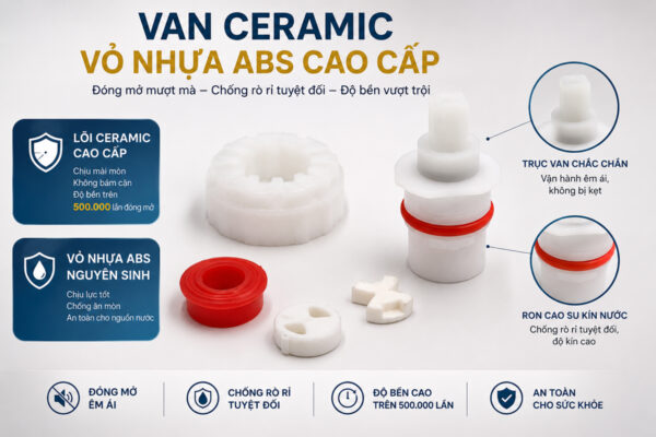 Vòi hồ Eurolife EL-HN06 sử dụng van Ceramic để điều khiển thao tác đóng mở dòng nước trong quá trình sử dụng.