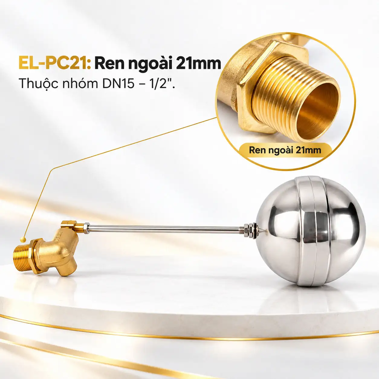 Van phao cơ Eurolife EL-PC21 ren ngoài 21mm DN15 1/2 inch
