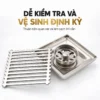 Thoát sàn Inox 304 Eurolife EL-HG03 tháo mặt và lưới lọc để kiểm tra vệ sinh định kỳ