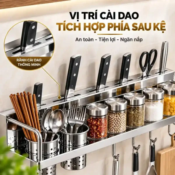 Vị trí cài dao kệ bếp Inox 304 Eurolife EL-K4