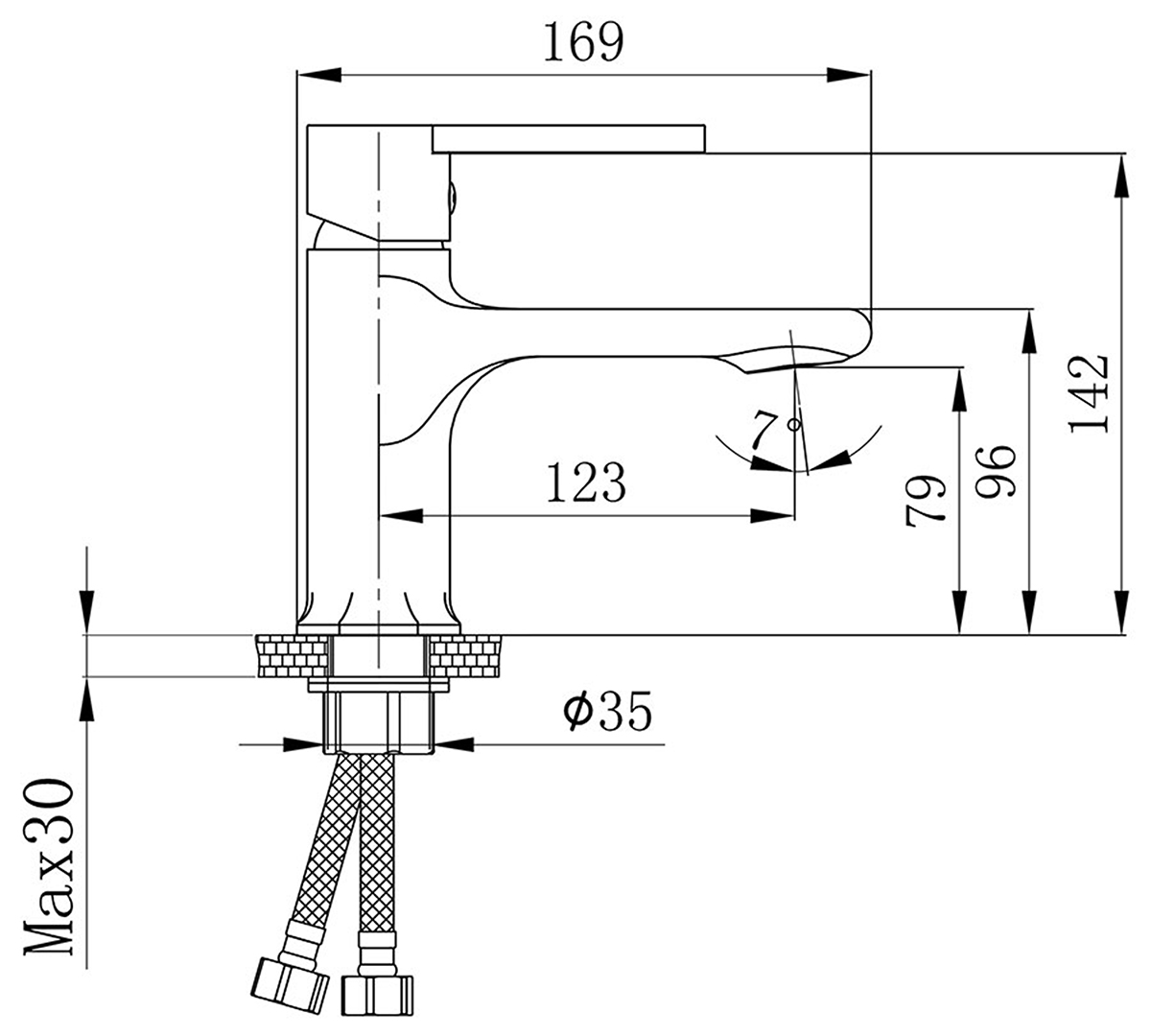 Vòi lavabo nóng lạnh Eurolife EL-VERA 02 có bản vẽ kích thước rõ ràng, giúp khách hàng dễ kiểm tra khả năng lắp đặt với chậu lavabo trước khi mua.