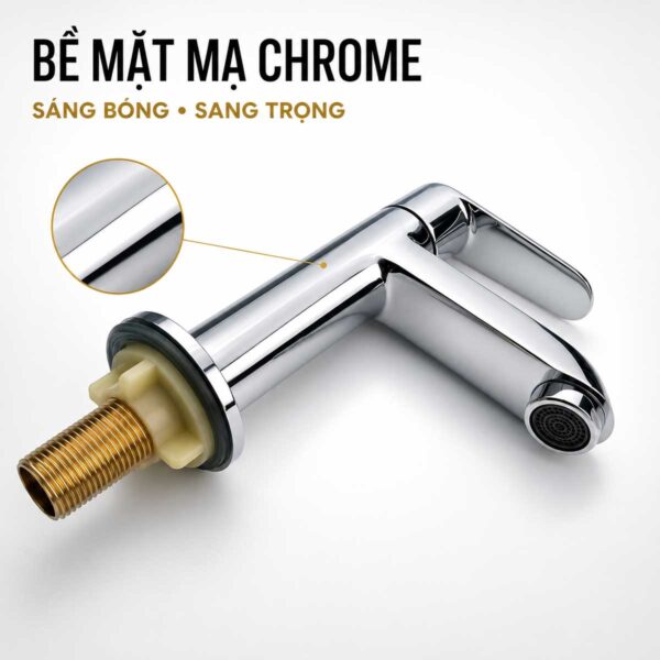 Bề mặt mạ Chrome sáng bóng của vòi lavabo lạnh Eurolife EL-LL120