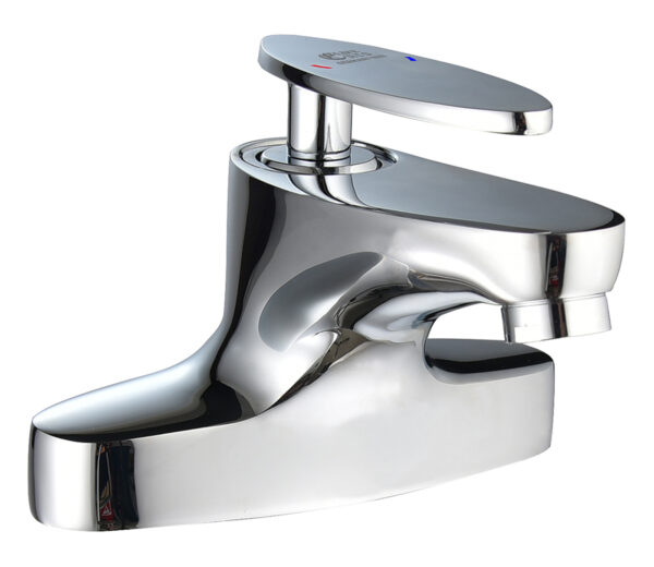 Hình ảnh vòi lavabo nóng lạnh 2 chân Eurolife EL-CAM 03, thiết kế bo cong mềm mại, chất liệu đồng H61 mạ Chrome, phù hợp chậu lavabo 2 lỗ trong combo sen tắm nóng lạnh Eurolife CAM 03.