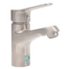 Vòi lavabo nóng lạnh Eurolife EL-1502 thiết kế 1 chân, thân Inox SUS 304, bề mặt xước mờ, đầu vòi tạo bọt chống văng bắn và tay gạt nóng lạnh tiện lợi.