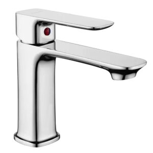 Vòi lavabo nóng lạnh Eurolife EL-8002 thân Đồng H61, mạ Chrome sáng bóng, thiết kế vuông khỏe, phù hợp lắp đặt cho phòng tắm hiện đại.
