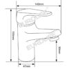 Ảnh bản vẽ kích thước vòi lavabo nóng lạnh Eurolife EL-IRIS 02 chính hãng, gồm chiều cao 155mm, chiều dài tay gạt 140mm, chiều cao đầu vòi 90mm và thân vòi 47mm, hỗ trợ khách hàng kiểm tra trước khi mua.