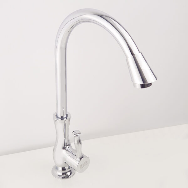 Toàn cảnh vòi rửa chén lạnh Eurolife EL-RC03 chính hãng với thân đồng H61, đầu tạo bọt, tay gạt và bộ phận lắp đặt đầy đủ.