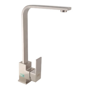 Vòi rửa chén nóng lạnh Eurolife EL-T002 thân vuông, chất liệu Inox SUS 304 không chì, bề mặt vàng xước mờ, cần vòi quay 360 độ.
