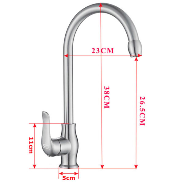 Bản vẽ kích thước vòi rửa chén nóng lạnh Eurolife EL-T030, giúp khách hàng tham khảo chiều cao, tầm với đầu vòi và kích thước lắp đặt trước khi mua.