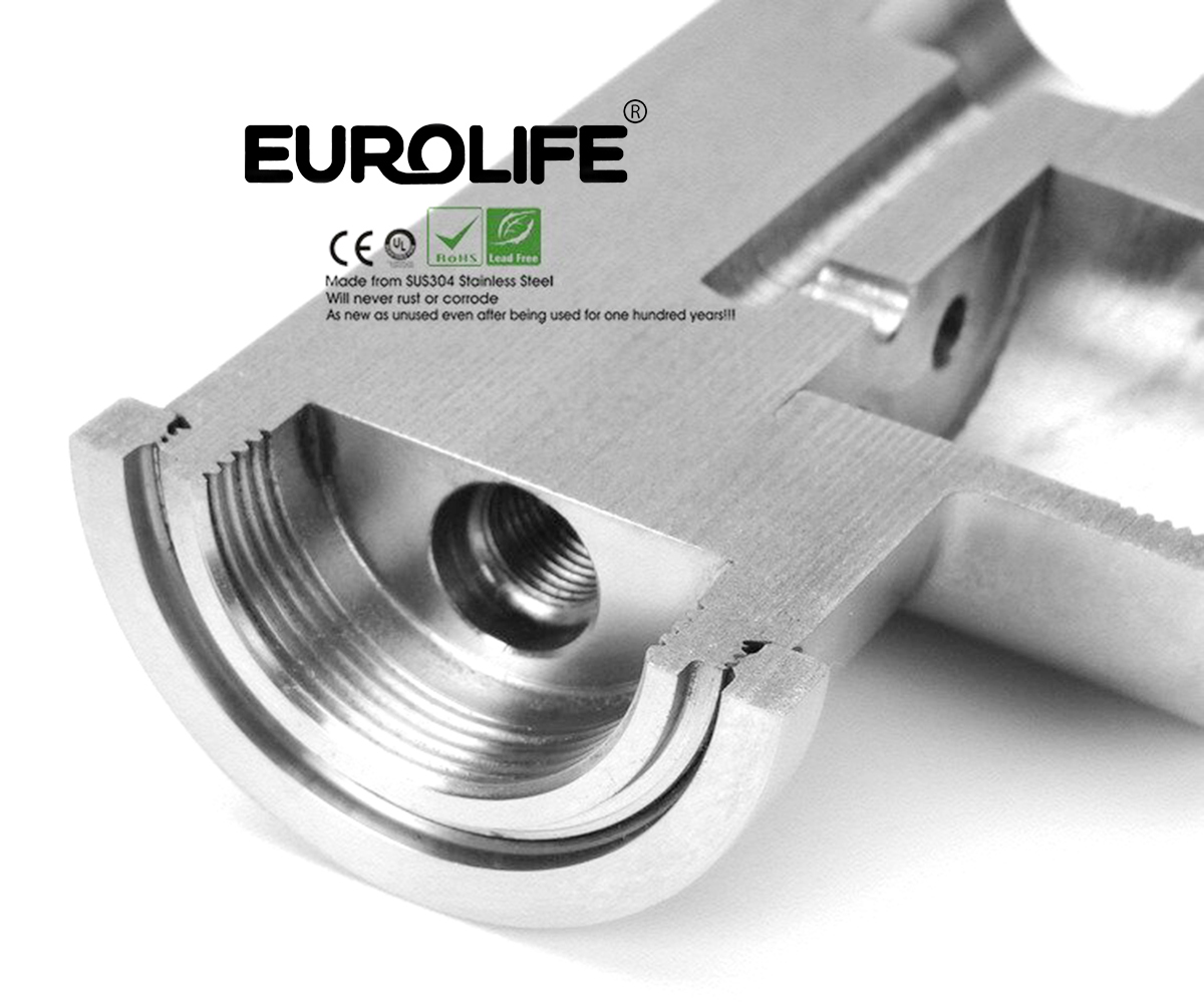 Chất liệu inox SUS 304 của vòi rửa chén nóng lạnh Eurolife EL-T030, không chì, an toàn cho nguồn nước sinh hoạt gia đình.