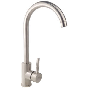 Vòi rửa chén nóng lạnh inox 304 Eurolife EL-KM09 thiết kế cần cong quay 360 độ, đầu vòi tạo bọt chống văng và tay gạt nóng lạnh tiện dụng.