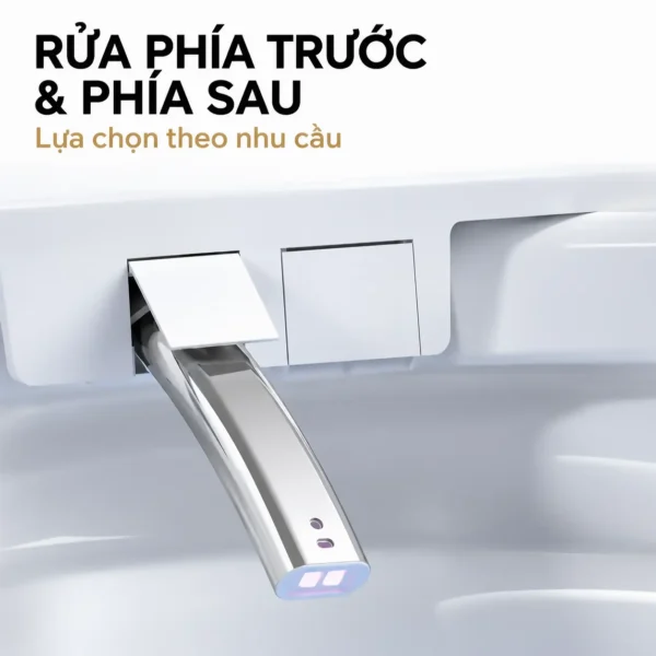 Vòi phun vệ sinh của Eurolife EL-SM8062D minh họa chế độ rửa phía trước và phía sau.