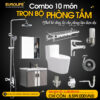 Combo phòng tắm Eurolife SC902 10 món gồm sen cây nóng lạnh, tủ lavabo, bồn cầu 1 khối, vòi lavabo và phụ kiện phòng tắm đồng bộ cho nhà mới, căn hộ và công trình.