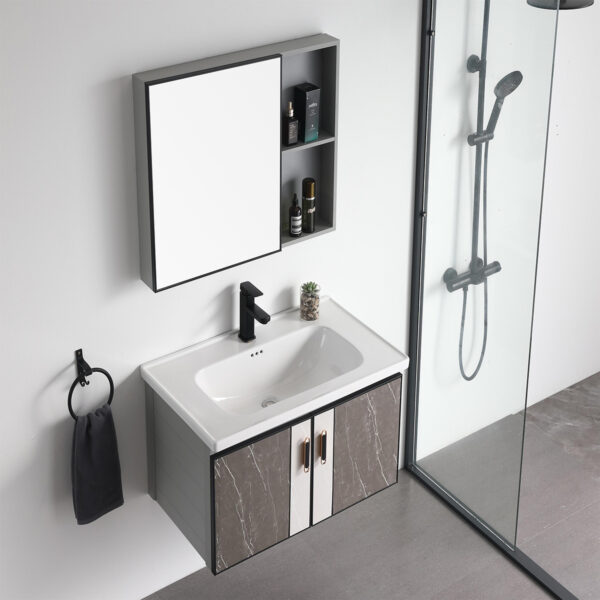 Tủ chậu lavabo Eurolife BLV-AL15 kết hợp chậu rửa, gương tủ và khoang để đồ tiện lợi trong combo phòng tắm Eurolife SC902.