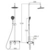 Bản vẽ kích thước lắp đặt sen cây Eurolife EL-SC906 với chiều cao 1250mm, cần sen trên 350mm, thân củ sen rộng 300mm và khoảng cách lắp đặt tham khảo.