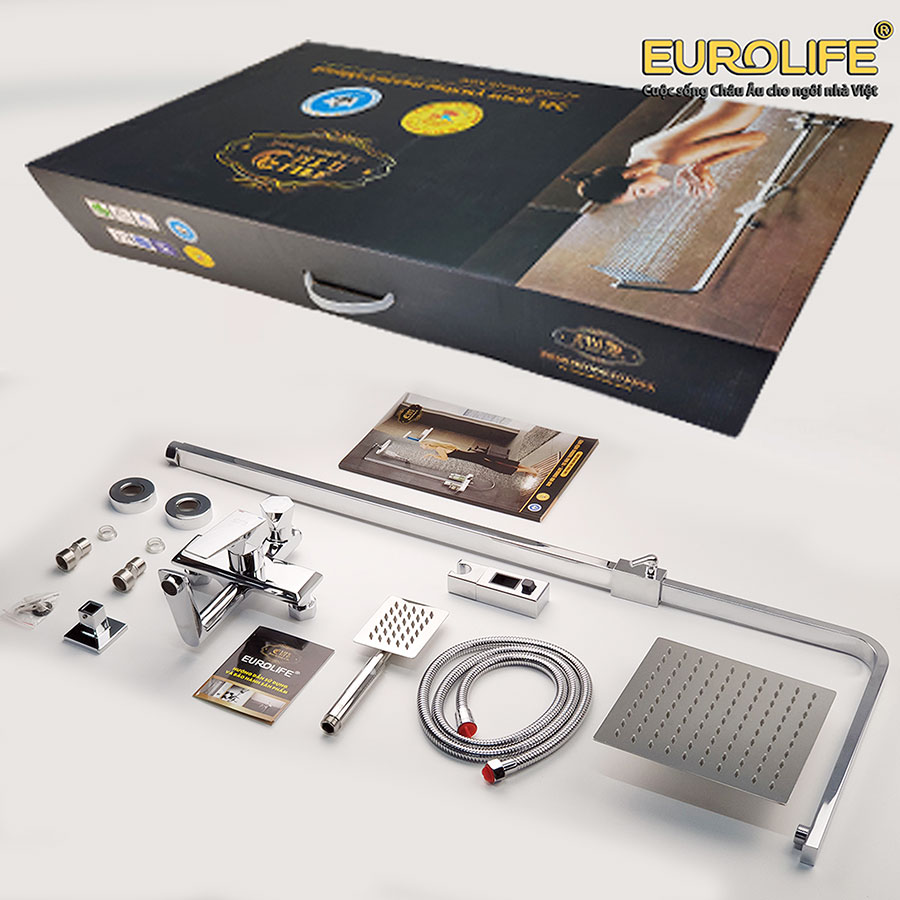 Linh kiện đi kèm của Sen cây tắm đứng nóng lạnh Eurolife EL-SC910 Đồng mạ Chrome