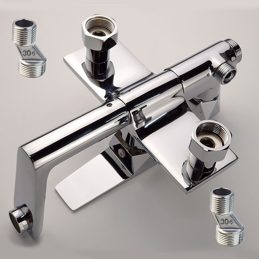 Chân kết nối Sen cây tắm đứng nóng lạnh Eurolife EL-SC910 Đồng mạ Chrome