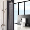Hình ảnh sen cây Eurolife EL-S920 Inox SUS 304 với bát sen tròn tăng áp đang xả nước, thiết kế hiện đại, phù hợp phòng tắm gia đình và căn hộ.