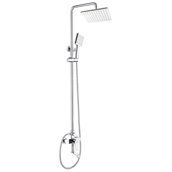Sen cây tắm đứng nóng lạnh Eurolife EL-SC913 mạ Chrome, thiết kế hiện đại với sen trần vuông, tay sen cầm tay và củ sen nóng lạnh tiện dụng.