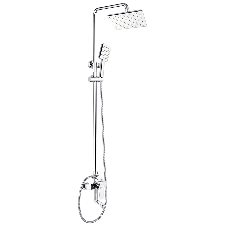 Sen cây tắm đứng nóng lạnh Eurolife EL-SC913 mạ Chrome, thiết kế hiện đại với sen trần vuông, tay sen cầm tay và củ sen nóng lạnh tiện dụng.