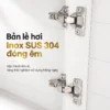 Cận cảnh hai bản lề hơi Inox SUS 304 đóng êm sử dụng cho cánh tủ lavabo nhôm Eurolife BLV-AL20.