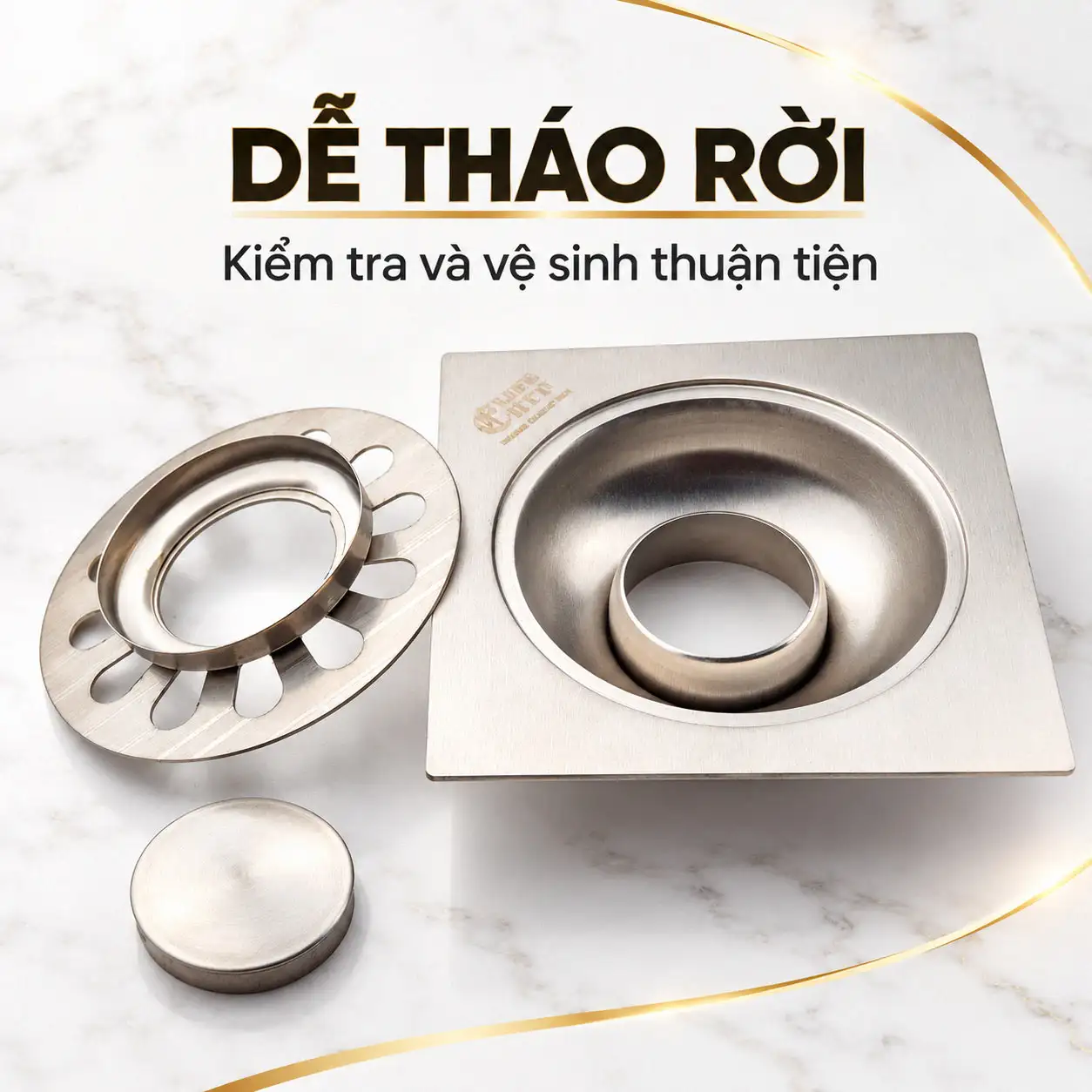 Eurolife EL-HG-X11 tháo rời nắp thu nước và nắp trung tâm để kiểm tra vệ sinh
