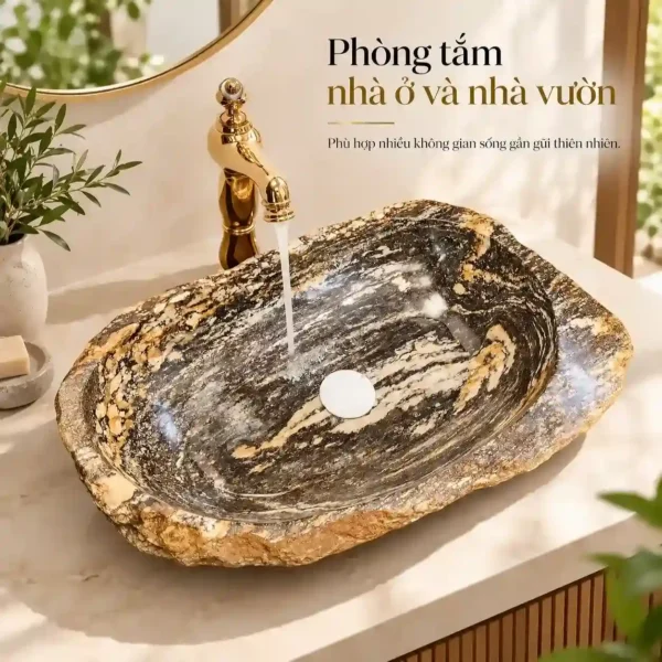 Chậu đá cuội tự nhiên Eurolife LVB-DTN4150 trong phòng tắm nhà ở và nhà vườn với cây xanh