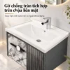 Gờ chống tràn tích hợp trên chậu lavabo sứ trắng liền mặt Eurolife BLV-AL19, thiết kế bao quanh khu vực chậu