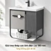 Giá treo thép sơn tĩnh điện cao 180 mm bên dưới tủ lavabo nhôm Eurolife BLV-AL18, có kệ để khăn và đồ dùng.