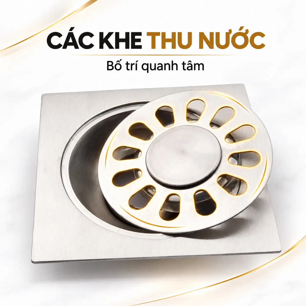 Các khe thu nước dạng vòng bố trí quanh tâm trên mặt thoát Eurolife EL-HG-X11