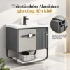 Thân tủ lavabo nhôm Aluminium Eurolife BLV-AL18 gia công liền khối, minh họa kết cấu thanh nhôm và thiết kế tủ hai cánh.