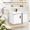 Thân tủ lavabo nhôm Eurolife BLV-AL20 sơn tĩnh điện màu trắng vân đá, phối khung viền tối màu và chậu sứ trắng.