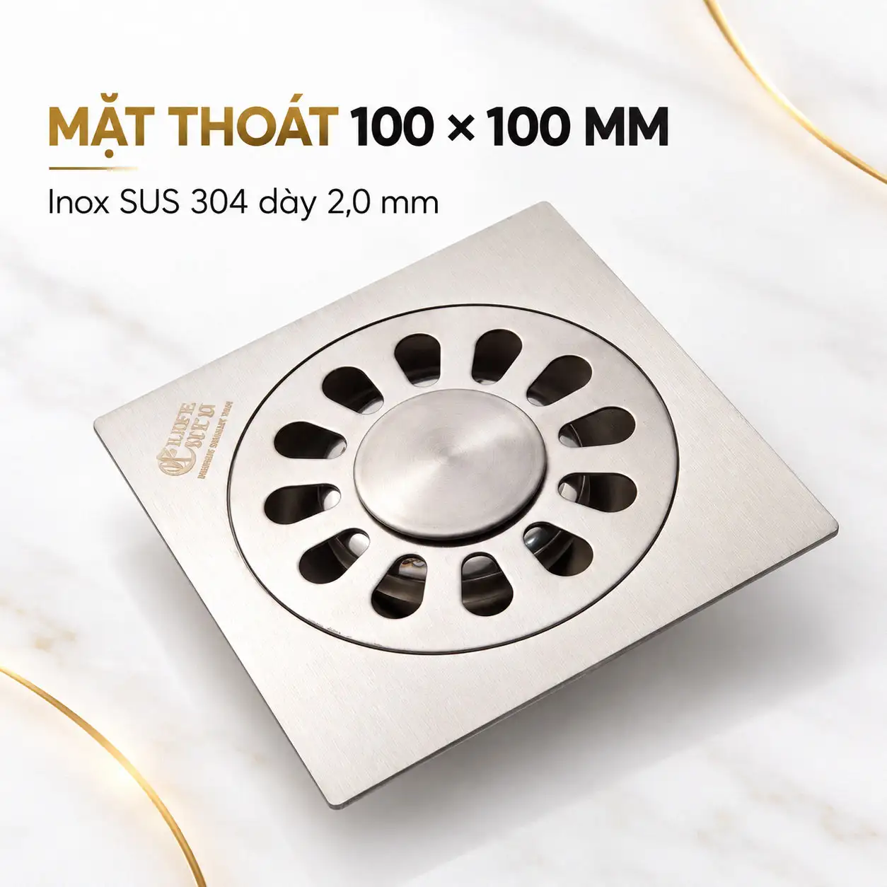 Mặt thoát Eurolife EL-HG-X11 kích thước 100 x 100 mm bằng Inox SUS 304 dày 2,0 mm