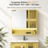 Tủ gương nhôm Aluminium màu vàng Eurolife BLV-AL22 kích thước 765 × 110 × 765 mm với cánh sọc dọc và kệ mở phía dưới.