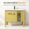Tủ lavabo Eurolife BLV-AL22 màu vàng có hai cánh kích thước không đều, cánh trái tay nắm dài kết hợp núm tròn và cánh phải sọc dọc.